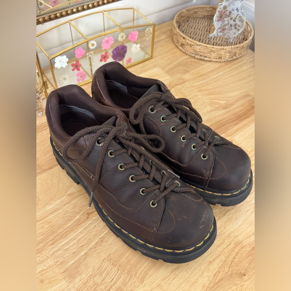 DR MARTENS Brown Lace Up Retro Chunky Leather Sneakers Men’s Size 12 Streetwear